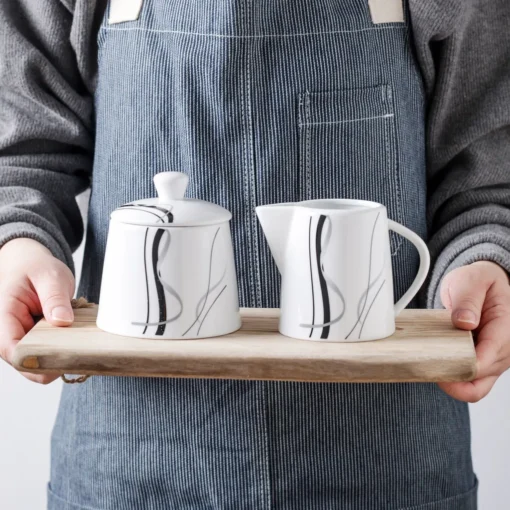 VEWEET, Serie 'Fiona', 100-teilig Porzellan Tafelservice Set, Kombiservice Mit Dessertteller, Speiseteller, Suppenteller, Müslischalen, Kaffeebecher, Kaffeetassen Set, Eierbecher, Milch- Und Zuckerset – Bild 9