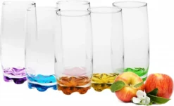 Trinkgläser Aus Glas 350ml (max.390ml) Set 6 Teilig Bunter Boden Wassergläser Saftgläser