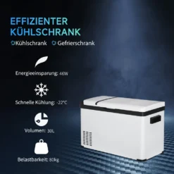 Outsunny Kühlbox Auto 30L Mit LCD-Anzeige Kompressor Autokühlschrank Elektrisch Boot Camper Reisen 12/24V DC Und 110-240V AC Weiß -Qualitätsladen Für Geschirr 00e0d74e304fc395b5d7a4aaf9d006b5