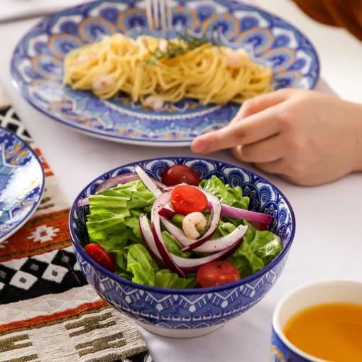 Vancasso Tafelservice Porzellan, Mandala 16 Teiliges Essgeschirr Kombiservice, Handbemaltes Geschirrset Für 4 Personen, Böhmischer Stil – Bild 6