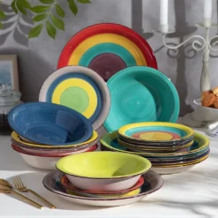 Tafelservice Steingut, Vancasso ARCO 36-teiliges Kombiservice Set, Vintage Geschirrservice Mit Je 12 Speiseteller, Kuchenteller Und Suppenteller, Für 12 Personen, Regenbogen Stil 15 Tafelservice Steingut, Vancasso ARCO 36-teiliges Kombiservice Set, Vintage Geschirrservice Mit Je 12 Speiseteller, Kuchenteller Und Suppenteller, Für 12 Personen, Regenbogen Stil -Qualitätsladen Für Geschirr 0194e4d1206a5b6d7be9f7ad6ba11e97