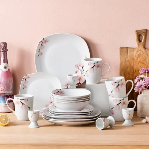 VEWEET Porzellan Kombiservice 'Annie', 40 Teilig Geschirrservice Für 8 Personen, Frühstückservice Mit Je 8 Eierbecher, Kaffeebecher 350 Ml, Müslischalen, Dessertteller Und Flachteller – Bild 8