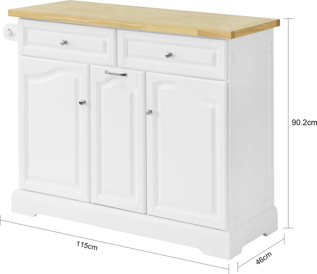 SoBuy FKW100-WN Kücheninsel Mit Arbeitsplatte Küchenwagen Mit 2 Türen Und Ausziehbarem Flaschenhalter Küchenschrank Sideboard Küchentrolley Weiß BHT Ca.: 115x90x46cm 4 SoBuy FKW100-WN Kücheninsel Mit Arbeitsplatte Küchenwagen Mit 2 Türen Und Ausziehbarem Flaschenhalter Küchenschrank Sideboard Küchentrolley Weiß BHT Ca.: 115x90x46cm – Bild 4