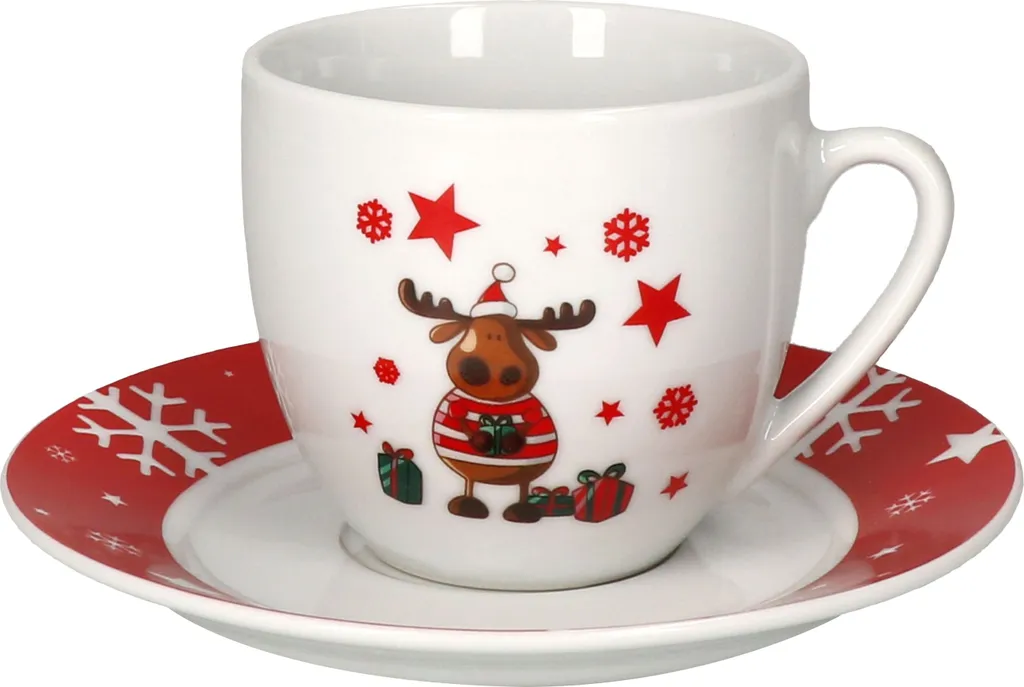 Kaffeeservice Elch 18tlg. Für 6 Personen Weiß Mit Weihnachtsdekor Lustiger Elch 5 Kaffeeservice Elch 18tlg. Für 6 Personen Weiß Mit Weihnachtsdekor Lustiger Elch – Bild 5