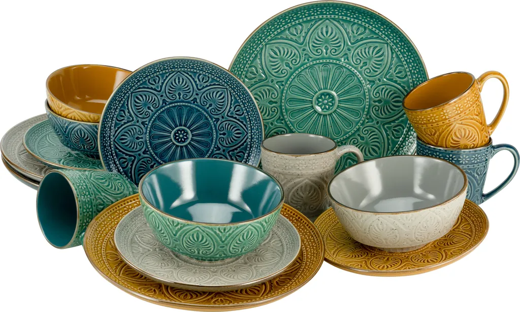 CreaTable 22561 Kombiservice Samarkand Für 4 Personen, Steinzeug, Mehrfarbig (1 Set, 16-teilig) 1 CreaTable 22561 Kombiservice Samarkand Für 4 Personen, Steinzeug, Mehrfarbig (1 Set, 16-teilig)