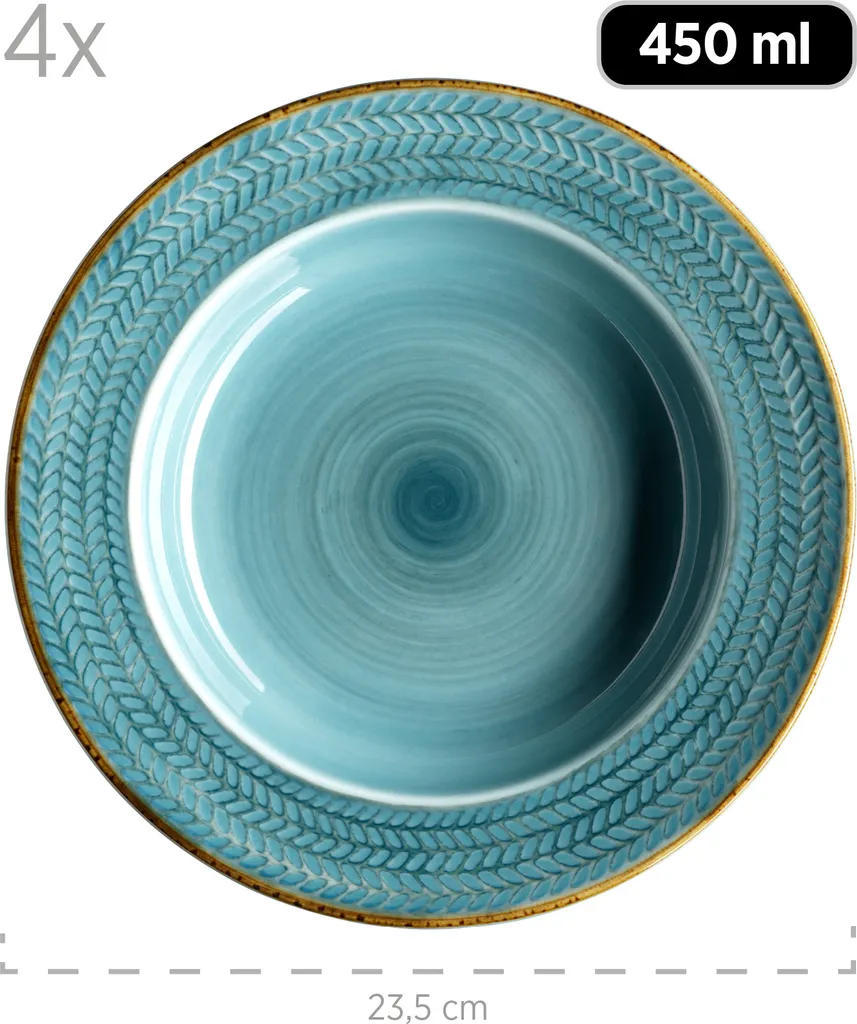 Mäser 931944 Tafelservice Prospero Für 4 Personen, Porzellan, Blau (1 Set, 8-teilig) 3 Mäser 931944 Tafelservice Prospero Für 4 Personen, Porzellan, Blau (1 Set, 8-teilig) – Bild 3