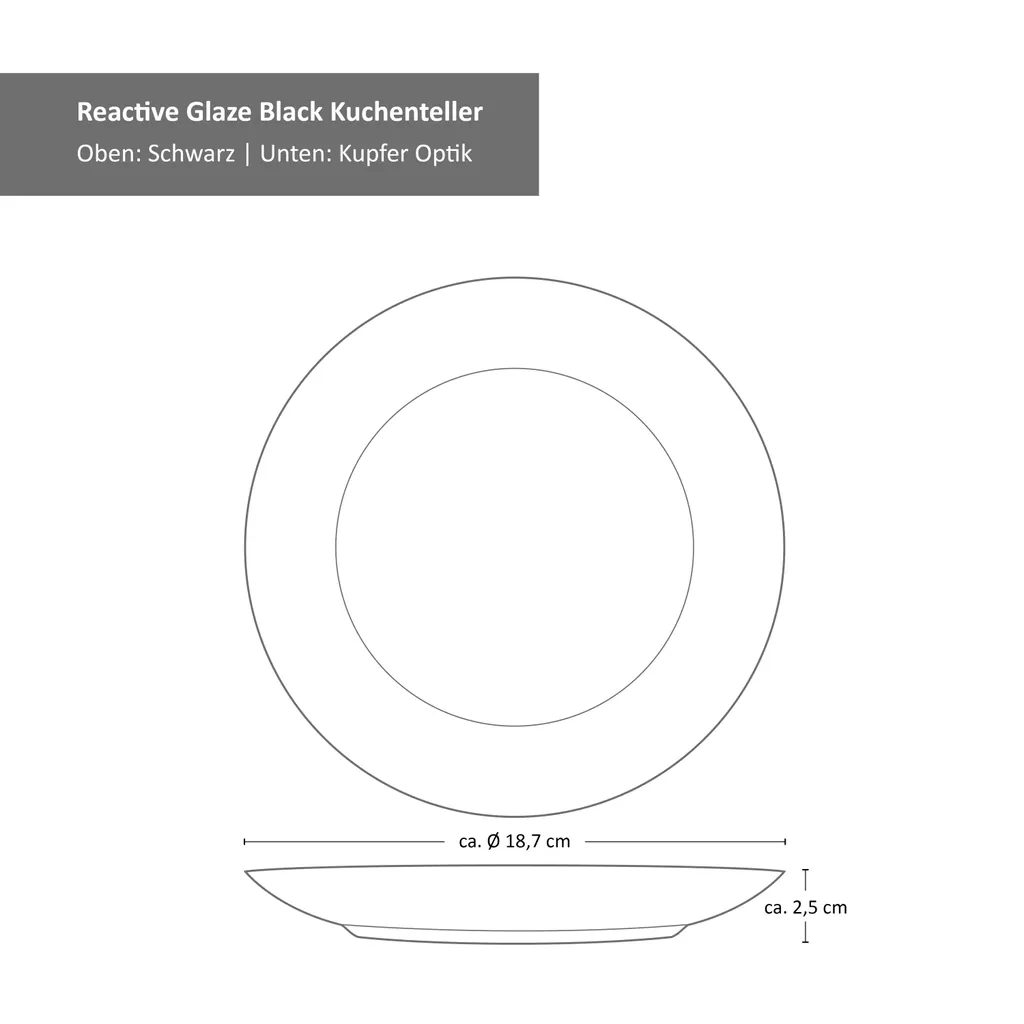 18tlg. Kaffeeservice Reactive Glaze Grey Black Steingut Teller Tasse Schwarz 5 18tlg. Kaffeeservice Reactive Glaze Grey Black Steingut Teller Tasse Schwarz – Bild 5