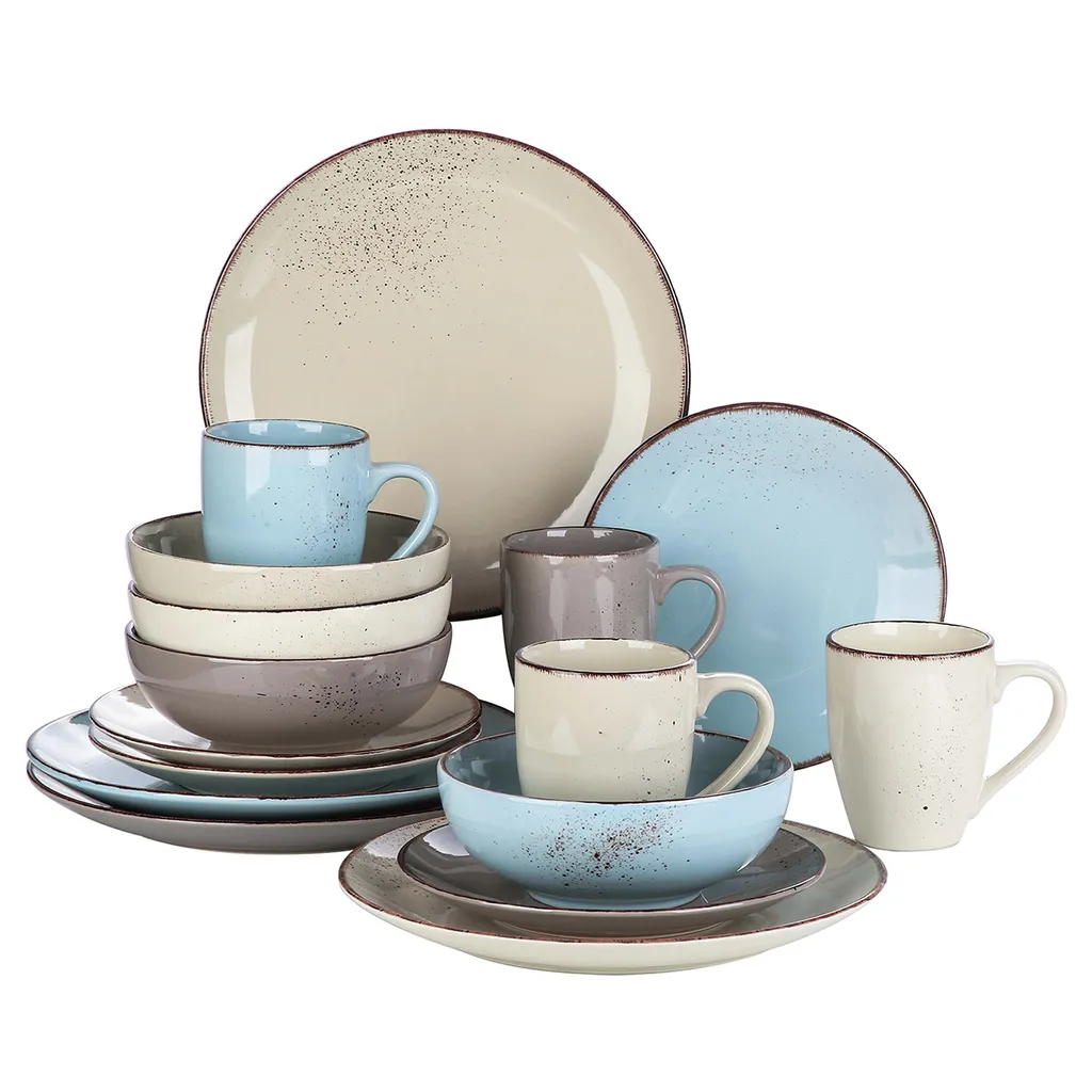 Vancasso Navia Nature 16 Teilig Kombiservice, Geschirrset Aus Steingut In 4 Farbkombi (Erdfarben, Hellblau, Cremefarben, Beige), Vintage Design 1 Vancasso Navia Nature 16 Teilig Kombiservice, Geschirrset Aus Steingut In 4 Farbkombi (Erdfarben, Hellblau, Cremefarben, Beige), Vintage Design