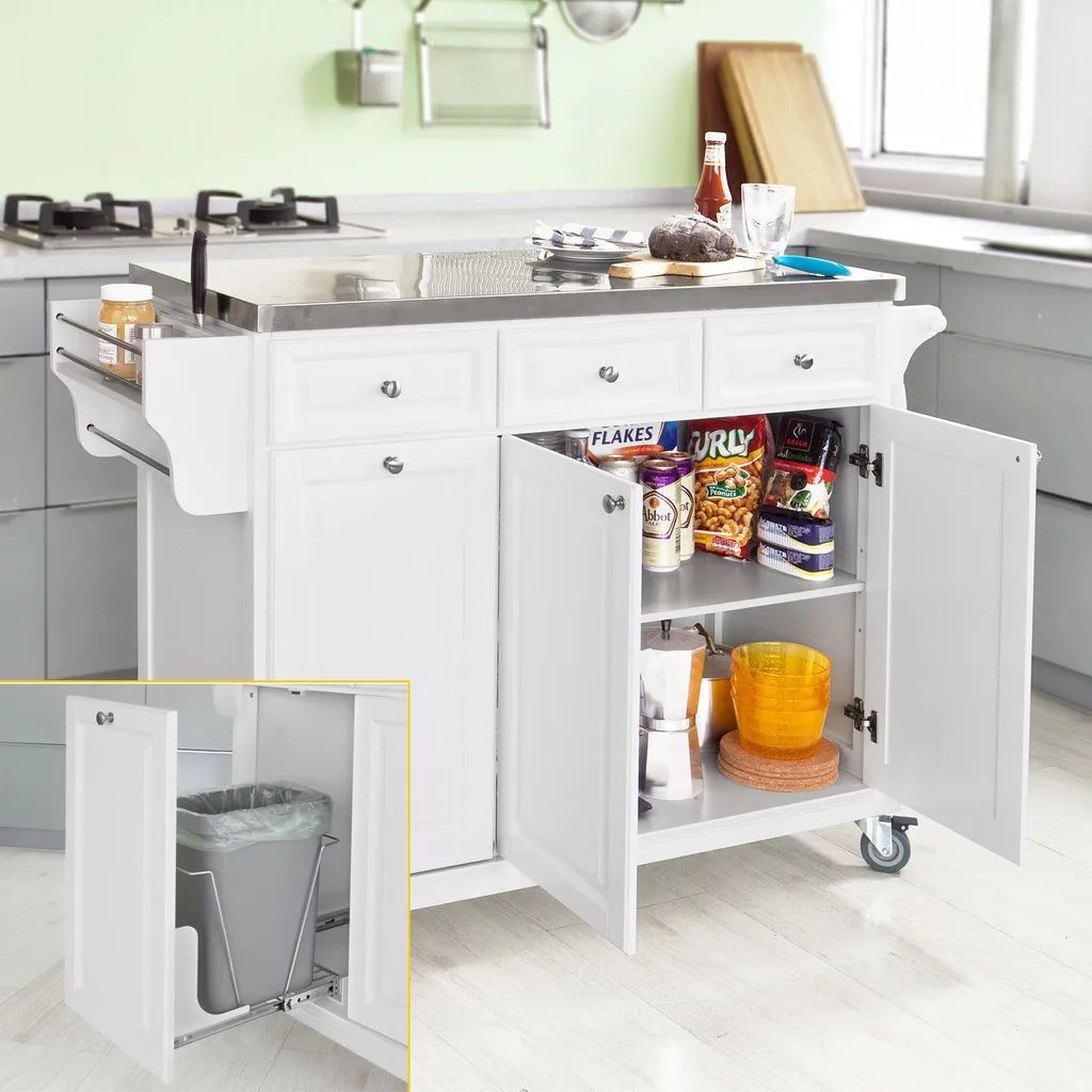 SoBuy Küchenwagen Mit Edelstahltop,Küchenschrank,Rollwagen FKW33-W 3 SoBuy Küchenwagen Mit Edelstahltop,Küchenschrank,Rollwagen FKW33-W – Bild 3