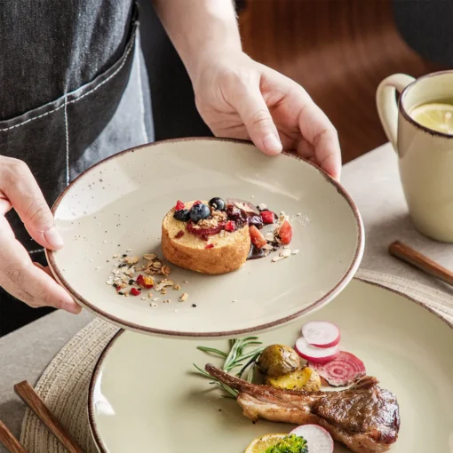 Vancasso Navia Nature 16 Teilig Kombiservice, Geschirrset Aus Steingut In 4 Farbkombi (Erdfarben, Hellblau, Cremefarben, Beige), Vintage Design – Bild 4