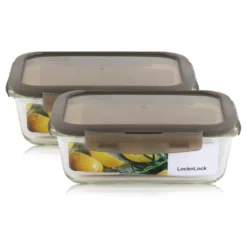 LocknLock Oven Glass LLG455G Frischhaltedose 2L - Borosilikatglas (2er Pack)