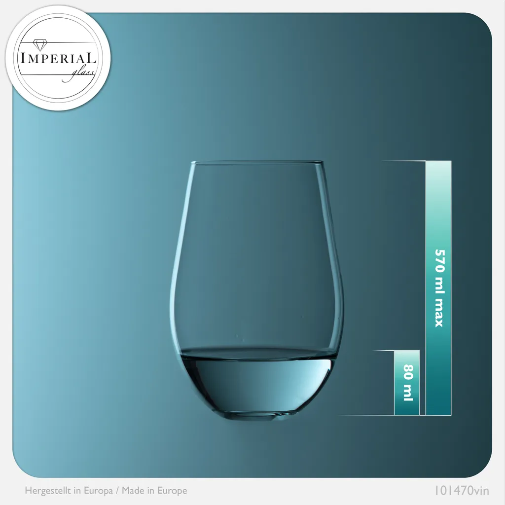 IMPERIAL Moderne Weingläser Ohne Stil Aus Glas 570ml Set 6-Teilig Groß 2 IMPERIAL Moderne Weingläser Ohne Stil Aus Glas 570ml Set 6-Teilig Groß – Bild 2
