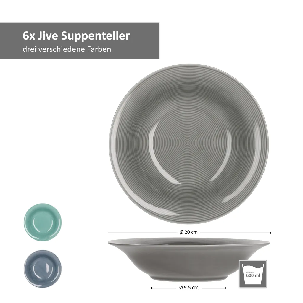 24tlg Geschirrset Jive 6Pers Kaffeebecher Suppenteller Kuchenteller Speiseteller Porzellan Bunt 6 24tlg Geschirrset Jive 6Pers Kaffeebecher Suppenteller Kuchenteller Speiseteller Porzellan Bunt – Bild 6