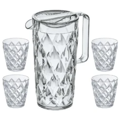 Koziol - Kristallkaraffe 1,6 Liter Mit 4 Tassen à 250 Ml