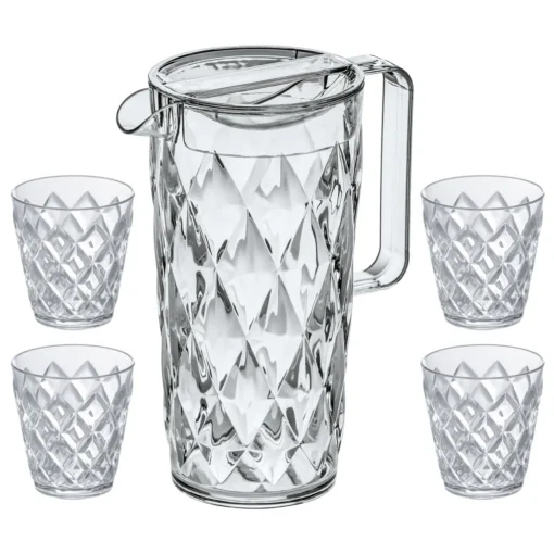 Koziol - Kristallkaraffe 1,6 Liter Mit 4 Tassen à 250 Ml