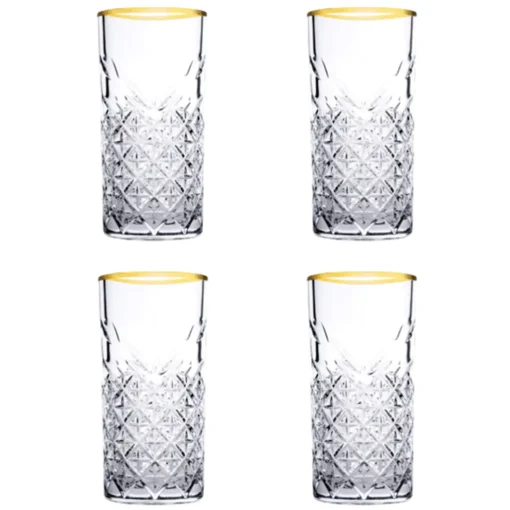 Pasabahce Timeless Golden Touch 4tlg Trinkglas Glas Tumbler 450ml 52800 – Bild 2