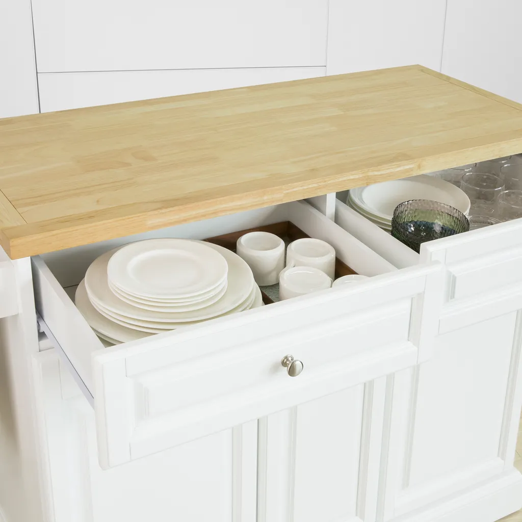 SoBuy FKW100-WN Kücheninsel Mit Arbeitsplatte Küchenwagen Mit 2 Türen Und Ausziehbarem Flaschenhalter Küchenschrank Sideboard Küchentrolley Weiß BHT Ca.: 115x90x46cm 6 SoBuy FKW100-WN Kücheninsel Mit Arbeitsplatte Küchenwagen Mit 2 Türen Und Ausziehbarem Flaschenhalter Küchenschrank Sideboard Küchentrolley Weiß BHT Ca.: 115x90x46cm – Bild 6