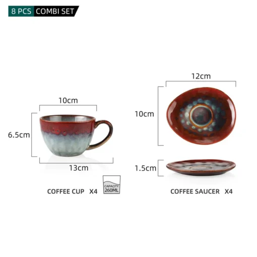 Vancasso Kaffeeservice »STARRY« 8-tlg Steinzeug Kaffeeset Mit Kaffeetasse, Untertasse – Bild 2