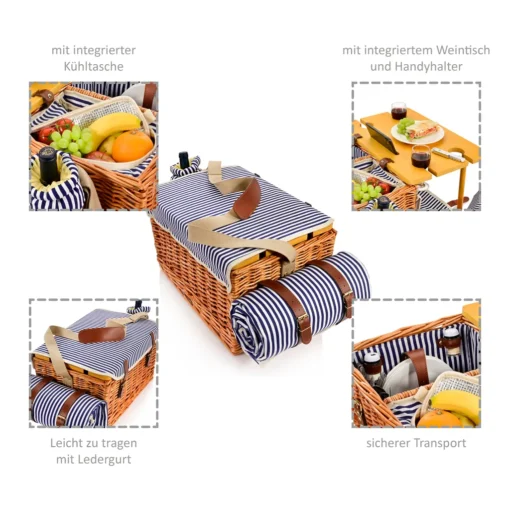 Sänger SÄNGER Picknickkorb Borkum Mit Integriertem Tisch & Kühltasche 25 Teilig Für 4 Personen – Bild 2