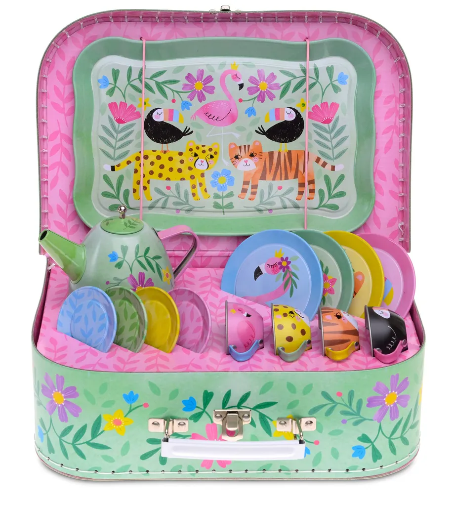 Kinderspiel Zinn Teeservice & Tragetasche, 15-teilig - Safari Design 2 Kinderspiel Zinn Teeservice & Tragetasche, 15-teilig - Safari Design – Bild 2