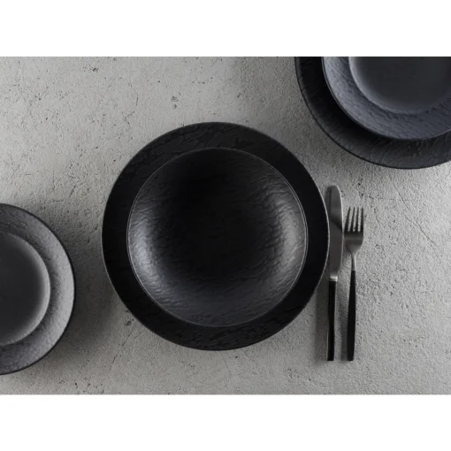 CreaTable 33320 Tafelservice Rondo Schiefer Für 6 Personen, Steinzeug, Schwarz (1 Set, 12-teilig) – Bild 5