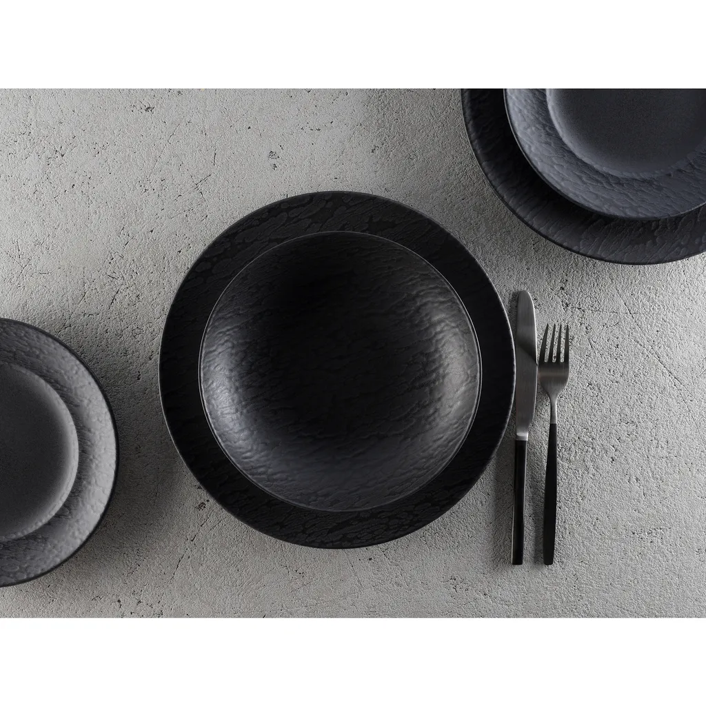 CreaTable 33320 Tafelservice Rondo Schiefer Für 6 Personen, Steinzeug, Schwarz (1 Set, 12-teilig) 5 CreaTable 33320 Tafelservice Rondo Schiefer Für 6 Personen, Steinzeug, Schwarz (1 Set, 12-teilig) – Bild 5