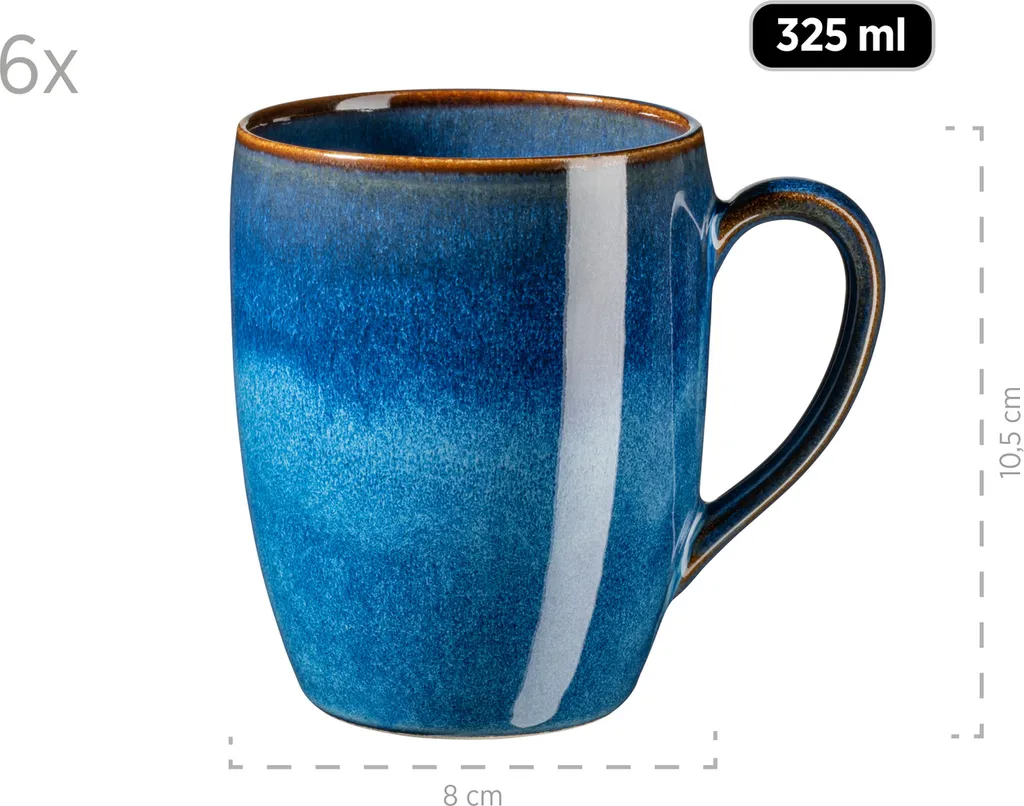 Mäser 931945 Frühstücksset Ossia Für 6 Personen, Steinzeug, Blau (1 Set, 18-teilig) 2 Mäser 931945 Frühstücksset Ossia Für 6 Personen, Steinzeug, Blau (1 Set, 18-teilig) – Bild 2
