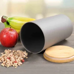 KESPER Vorratsdose, Kunststoff Mit Bambusdeckel, Grau, Ø 11,5 Cm, Höhe: 18,7 Cm, 32601 -Qualitätsladen Für Geschirr 13b8526d1ed636f4076009ca657c1556