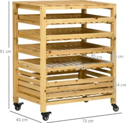 Outsunny Obsthalter Mit Rädern, Gemüseregal Mit 5 Regalen, Obstkorbständer, Aufbewahrungswagen, Für Gemüse, Obst, Bis 20 Kg Belastbar, Aus Tannenholz, Natur 9 Outsunny Obsthalter Mit Rädern, Gemüseregal Mit 5 Regalen, Obstkorbständer, Aufbewahrungswagen, Für Gemüse, Obst, Bis 20 Kg Belastbar, Aus Tannenholz, Natur -Qualitätsladen Für Geschirr 142b0d2bc1d6fa62e5ce3e40c2d2e57f