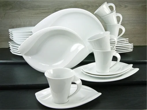 CreaTable 14742 Kombiservice Acacia Für 6 Personen + Uni, Porzellan, Oval, Weiß (1 Set, 30-teilig) – Bild 6