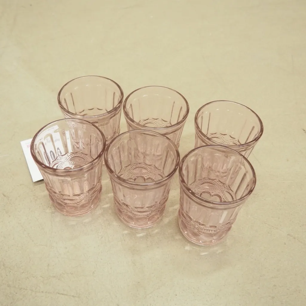 Wassergläser Solange Reliefmuster 6xSet Rosa Transparent 265ml 5 Wassergläser Solange Reliefmuster 6xSet Rosa Transparent 265ml – Bild 5