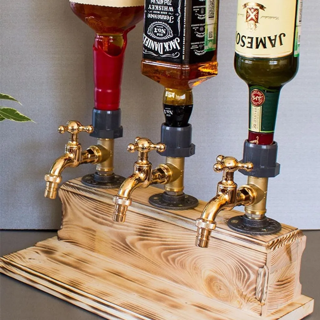 Wasserhahn Whisky Dekanter Spender, Holz-Wasserhahn-Form 1 Wasserhahn Whisky Dekanter Spender, Holz-Wasserhahn-Form