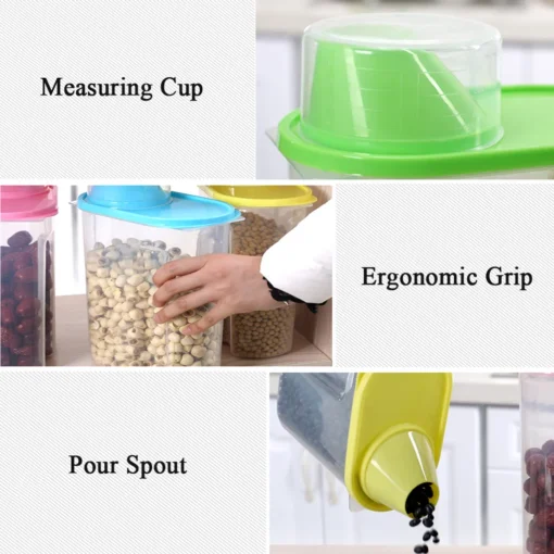 Vorratsdosen Set Mit Deckel, Aufbewahrungsbox Küche, Frischhaltedosen 2.5L & 1.9L BPA-frei Luftdicht Vorratsbehälter Mit Messbecher Kunststoff Schüttdosen Für Mehl Müsli (2 Stück) – Bild 4