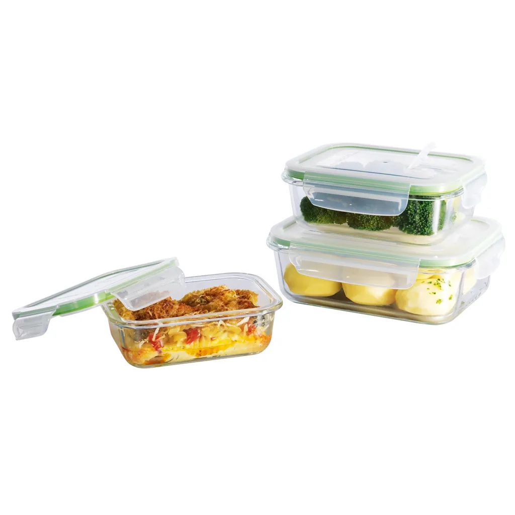 Glas Frischhaltedosen 3er Set Klick-It Gefrierdosen Lunchbox Brotdose Mikrowelle 4 Glas Frischhaltedosen 3er Set Klick-It Gefrierdosen Lunchbox Brotdose Mikrowelle – Bild 4