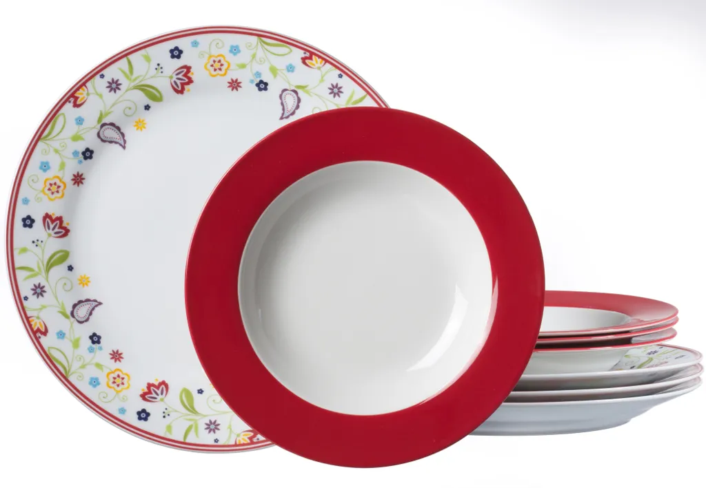 Flirt Tafelservice Doppio Mit Rotem Rand 12-teilig, Porzellan 2 Flirt Tafelservice Doppio Mit Rotem Rand 12-teilig, Porzellan – Bild 2