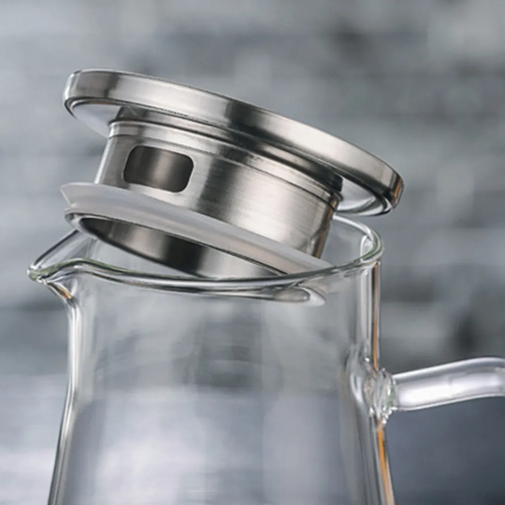 1500ml Wasserkaraffe Wasserkrug Karaffe Glaskrug Glaskaraffe Mit Edelstahl Filter Glas Kaltwasserkocher Karaffen 5 1500ml Wasserkaraffe Wasserkrug Karaffe Glaskrug Glaskaraffe Mit Edelstahl Filter Glas Kaltwasserkocher Karaffen – Bild 5