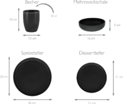 CreaTable 22979 Tafelservice Uno BLACK Für 4 Personen, Steinzeug, Schwarz (1 Set, 12-teilig) 10 CreaTable 22979 Tafelservice Uno BLACK Für 4 Personen, Steinzeug, Schwarz (1 Set, 12-teilig) -Qualitätsladen Für Geschirr 209f99090b0c0f946e68af9b88ba885e 1