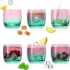 Trinkgläser Rosa-Türkis Aus Glas Bunt Set 6 Stück 200ml (max.320ml) Wassergläser