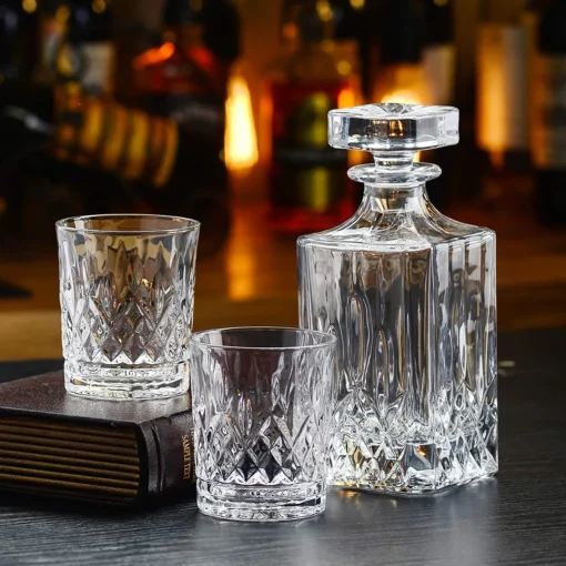 Amisglass Whiskey Karaffe Mit 2 Gläsern, Whiskey Set, 3-teilig, Whisky Dekanter 700ml Und Whisky Gläser 300ml 2 Stück, Kristallgläser & Longdrinkgläser – Bild 3