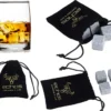Echos 4er Whisky Steine Set Aus Granit | Wieder Verwendbar | Im Hochwertigem Stoffbeutel |