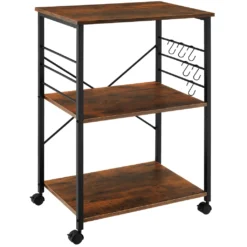 Tectake Servierwagen Rugby 65,5x45,5x88,5cm - Industrial Dunkelbraun