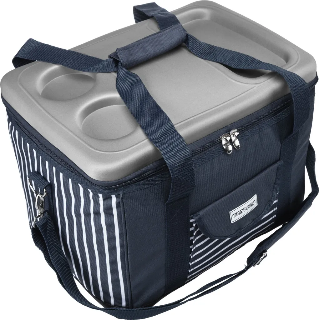 Anndora Kühltasche XL 40 Liter AHOI Mit Reissverschluss - Blau-weis-gestreift 3 Anndora Kühltasche XL 40 Liter AHOI Mit Reissverschluss - Blau-weis-gestreift – Bild 3