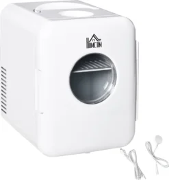 HOMCOM 4L Auto-Kühlschrank Kühlbox Mini-Kühlschrank DC 12V AC 230V/50Hz 60 W Für Auto Und Camping Weiß 25,8 X 20,5 X 26,3 Cm