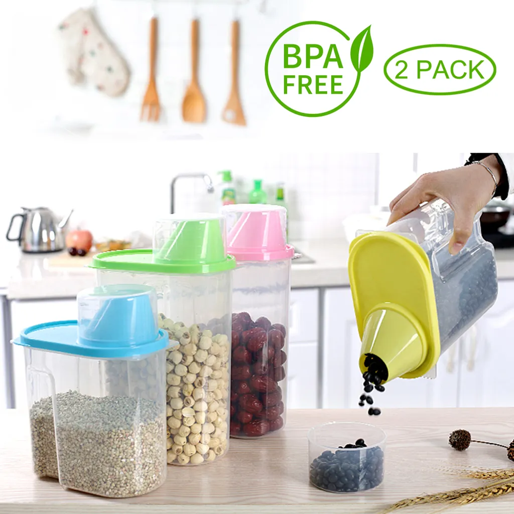 Vorratsdosen Set Mit Deckel, Aufbewahrungsbox Küche, Frischhaltedosen 2.5L & 1.9L BPA-frei Luftdicht Vorratsbehälter Mit Messbecher Kunststoff Schüttdosen Für Mehl Müsli (2 Stück) 2 Vorratsdosen Set Mit Deckel, Aufbewahrungsbox Küche, Frischhaltedosen 2.5L & 1.9L BPA-frei Luftdicht Vorratsbehälter Mit Messbecher Kunststoff Schüttdosen Für Mehl Müsli (2 Stück) – Bild 2