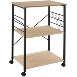 Tectake Servierwagen Rugby 65,5x45,5x88,5cm - Industrial Holz Hell, Eiche Sonoma