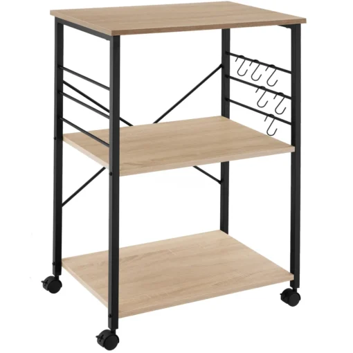 Tectake Servierwagen Rugby 65,5x45,5x88,5cm - Industrial Holz Hell, Eiche Sonoma