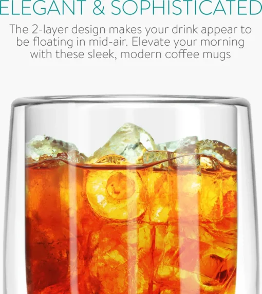 Navaris 4x Doppelwandige Gläser 350ml - Thermogläser Für Cappuccino Latte Macchiato Tee Wasser Cola Cocktails - 4er Set Kaffeegläser Borosilikat – Bild 3