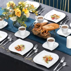 MALACASA, Serie Elvira, 36 Teilig Cremeweiß Porzellan Geschirrset Tafelservice Kaffeeservice Mit Tassen, Untertassen, Dessertteller Für 12 Person 13 MALACASA, Serie Elvira, 36 Teilig Cremeweiß Porzellan Geschirrset Tafelservice Kaffeeservice Mit Tassen, Untertassen, Dessertteller Für 12 Person -Qualitätsladen Für Geschirr 24bb276353cbd9b4888d8e3a58af97ee
