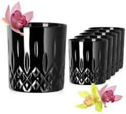 Schwarze Trinkgläser Mit Diamant Muster Aus Glas 250ml (max. 300ml) Gläser Whiskeygläser