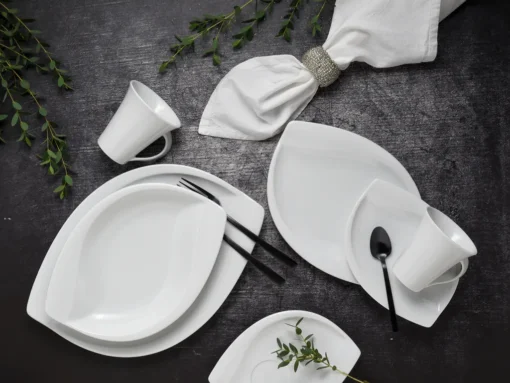 CreaTable 14742 Kombiservice Acacia Für 6 Personen + Uni, Porzellan, Oval, Weiß (1 Set, 30-teilig) – Bild 3